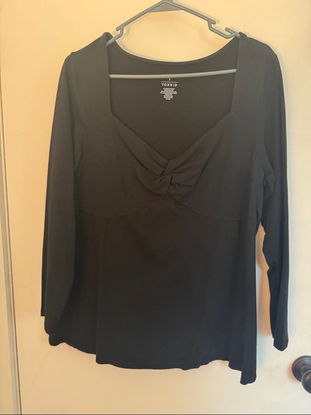 torrid Black Long-Sleeve Twist-Front Knit Top